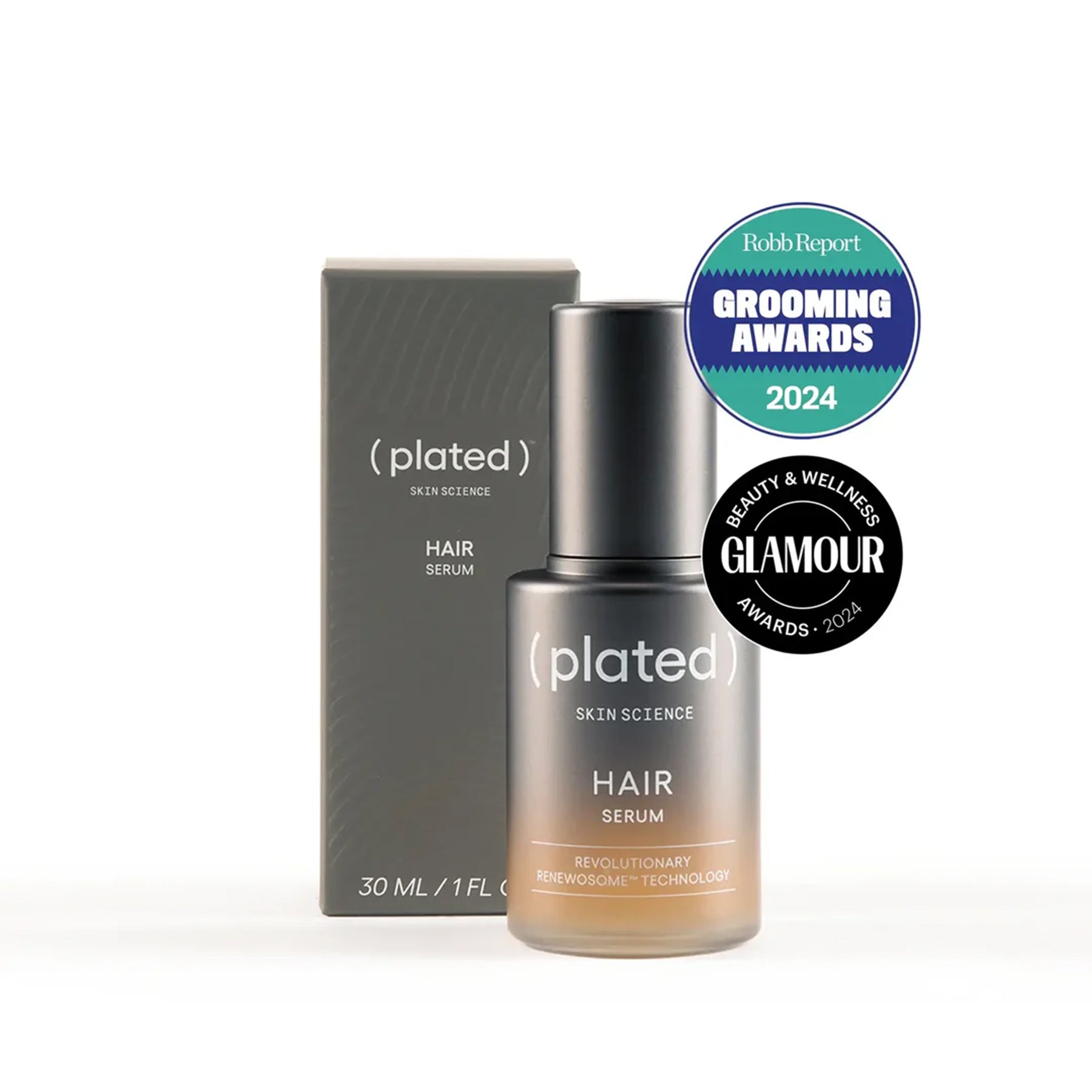 Plated Hair Serum formulated to support scalp health and promote the appearance of healthy hair